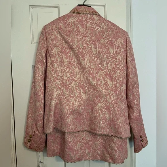 NWT Kay Unger Pink and Gold Women's Blazer and Skirt Set - Picture 4 of 5